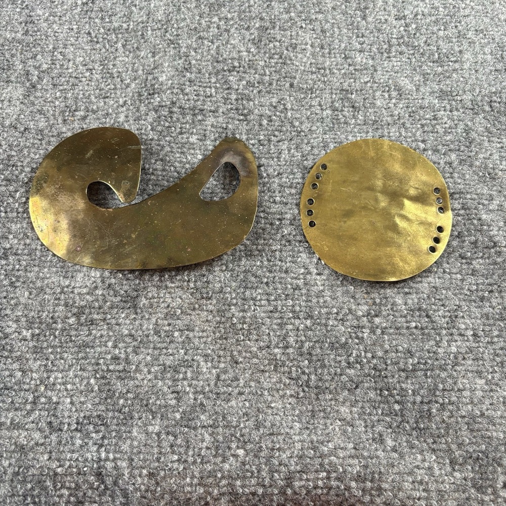 VTG 70s Brass Belt Buckle Round Disk Lot Jewelry Findings Craft Supply Metalwork